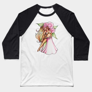 Pink Floral Belly Dancer Baseball T-Shirt